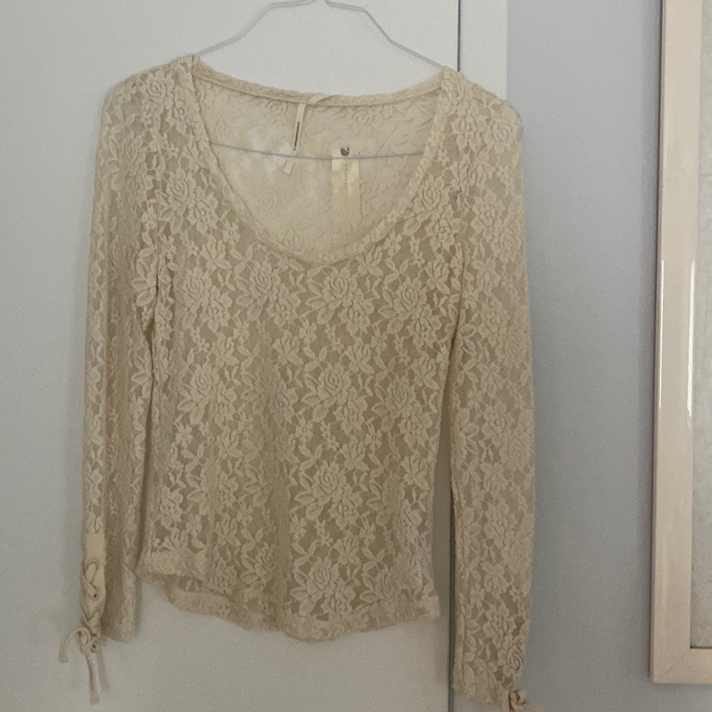 Anthropologie creme lace long sleeve shirt